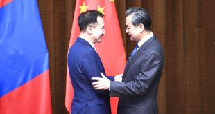 (171204) -- BEIJING, Dec. 4, 2017 (Xinhua) -- Chinese Foreign Minister Wang Yi (R) holds talks with visiting Mongolian Foreign Minister Damdin Tsogtbaatar in Beijing, capital of China, Dec. 4, 2017. (Xinhua/Zhang Ling)(mcg)