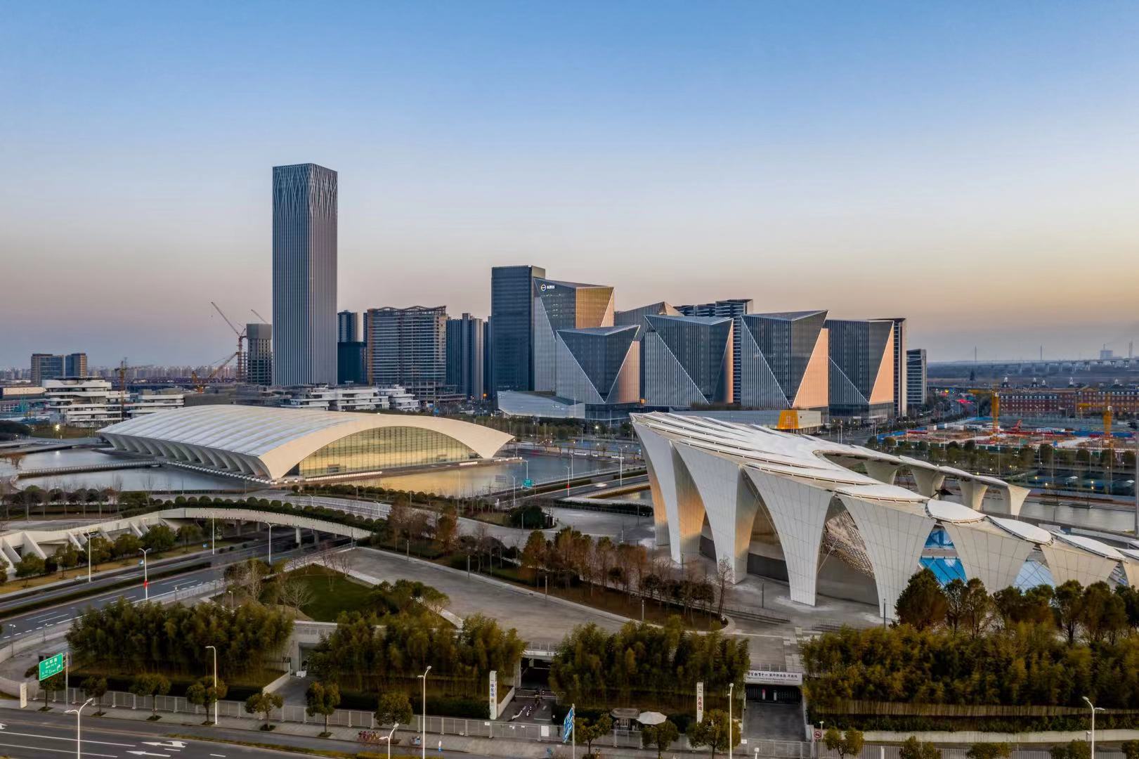 Paisaje del área de gestión de la exposición mundial de la zona de libre comercio de Shanghai